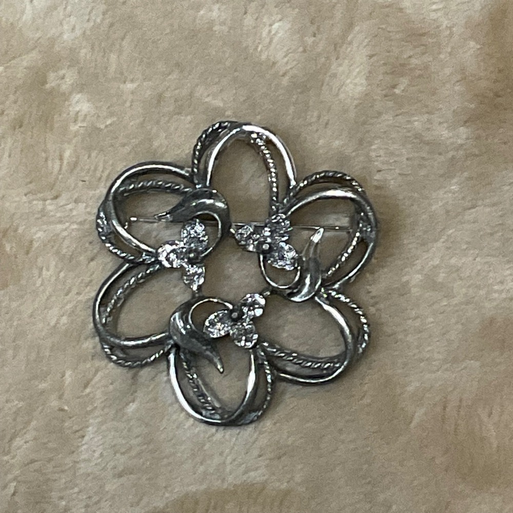 Vintage Sarah Coventry 'Fleurette' Brooch Pin Silver Tone Metal